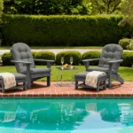 Outdoor Adirondack Chair Cushions – 44x19x4 inch Waterproof Rocking Chair Cushion with 17x19 Ottoman Cushion, Fade & Stain Resistant, Non-Slip Ties for Patio, Garden, Backyard - Image 5