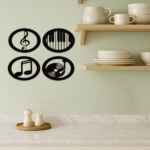 CIFbuy Vintage Music Themed 4 Piece Wall Art Decor Set Elegant Black iron Frame Gift for Music Lovers (TikTok, temu pick-up service) - Image 8