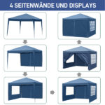 3 x 3m Two Doors & Two Windows Practical Waterproof Right-Angle Folding Tent Blue - Image 11