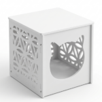 Side Table and House for Pets, Bedside Table with Warm Light, Cats Cube Condo, Nightstand End Table for Indoor Outdoor, White - Image 10