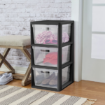 (2 pack) 3 Drawer Tower, Plastic Storage Organizer with Removable Clear Bins, Easy to Assemble - No Tools Needed, Black (Shipment from Walmart) - Image 6