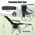 Outdoor Reclining Camping Lounge Chair 95°-160° Adjustable Angle Carbon Steel Frame Heavy Duty Foldable Chair with Storage Bag for Patio Backyard Travel - Image 13