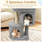 26" Compact Cat Tree with 2 Condos & Sisal Scratching Posts, Anti-Tip Cat Tower for Small Spaces - Image 10
