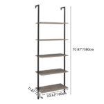 5-Shelf Wood Ladder Bookcase with Metal Frame, Industrial 5-Tier Modern Ladder Shelf Wood Shelves,Gray - Image 7