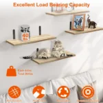 6 Pack Wall Floating Display Shelves Paulownia Wood Panels Rustproof Metal Brackets, Multi Space Organizer Unit Fit Kitchen Bedroom Bathroom Living Area Storage Needs,Multifunctional Floating Shelves 6-Tier - Image 4