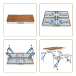 Same Code 44641025 136*85.5*67cm 50kg Aluminum Alloy Table And Chair One Piece Camping One Piece Table And Chair Wood Grain Color - Image 10