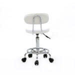 Round Shape Adjustable Salon Stool with Back and Line White - Image 17