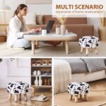 Round Mushroom Footstool Ottoman – Rabbit Wool Upholstered Small Stool with Solid Wood Legs, Cute Shoe Changing Stool, Step Stool, Sofa Footrest for Living Room & Bedroom Cow Temu - Image 6