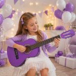 Purple 30-inch Round Acoustic Guitar with Picks, Strings, Capo, Case, Tuner, and Strap - Image 8
