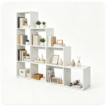 White Stepped 10-Cube Open Bookshelf 4-Tier Engineered Wood Storage Display Rack with Anti-Tipping Kits, Freestanding Book Organizer for Living Room Bedroom Hallway Office - Image 5