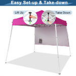 6x6ft Pop Up Canopy Tent, Outdoor Tent Canopy Foldable Portable Canopies for Camping, Patio, Easy Up Gazebo Canopy with Carry Bag Slant Legs pink - Image 3