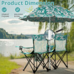 Portable Outdoor 2-Seat Folding Chair with Removable Sun Umbrella Pineapple - Image 7