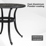 Phoenix Cast Aluminum Round Table, Patio End Table Side Table, Cast Aluminum Cocktail Table, Outdoor Bar Table, Black - Image 8