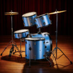 Full Size Adult Drum Set 5-Piece Blue with Bass Drum, two Tom Drum, Snare Drum, Floor Tom, 16" Ride Cymbal, 14" Hi-hat Cymbals, Stool, Drum Pedal, Sticks - Image 12