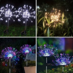 Warm white 6-pack 120 LED 8-mode solar fireworks light, outdoor garden waterproof fireworks light, used for sidewalk, backyard lawn landscape, vibrant tree decoration stick string lights - Image 4