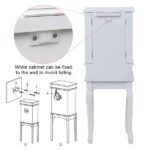 Standing Jewelry Armoire with Mirror, 5 Drawers & 14 Necklace Hooks, Jewelry Cabinet Chest with Removable Ring Storage Slot and Top Storage Organizer , 2 Side Swing Doors(White) - Image 13