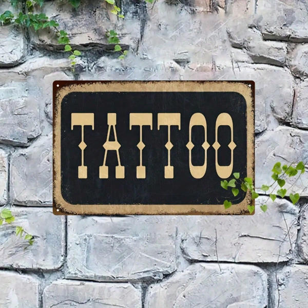CIFbuy Retro Tattoo Metal Sign 8x12 Inch Vintage Tin Plaque, Rustic Wall Decor 2D Flat Iron Art For Home Bar Man Cave Creative Decorati TikTok, TikTok, rati Self-pickup Logiopics