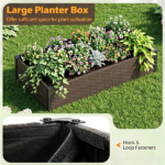 46" Outdoor Woven Raised Planter Box, Weather Resistant Rattan Garden Container with Adjustable Feet for Balcony Porch Flower Growing - Image 4