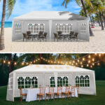 10'X20' Outdoor Party Tent with 4 Removable Sidewalls, Waterproof Canopy Patio Wedding Gazebo, White - Image 8