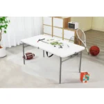 4 Foot Fold-in-Half Adjustable Folding Table, White(Shipment from Walmart) - Image 5