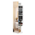 Jewelry Armoire with Full Length Mirror 360° and Large Capacity Jewelry Organizer Armoire, Mirror with Jewelry Storage, Coat Rack Multi Storage Shelves - Image 9
