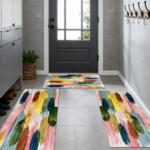 Three-piece kitchen rug set, non-slip and washable, abstract pattern kitchen hallway rug, soft and comfortable, suitable for sinks, floors, entrances, hallways and bathrooms. - Image 11