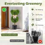 2 Pack Cute Bear Topiary Trees with Cement Weighted Pots Lifelike Green Faux Boxwood Decor for Indoor Outdoor - Image 5