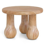 24" Round Mahogany Accent Table - Solid Wood, 110lbs Capacity, Indoor/Outdoor Use, Natural - Image 2