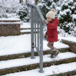 Handrails for Outdoor Steps, Iron Handrail Fits 1 Step, Transitional Handrail with Installation Kit, Silver - Image 4