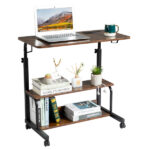 Vintage Brown P2 15MM Particle Board with Melamine Coating Adjustable Computer Desk with 3 USB + 2 AC Outlets - Image 9