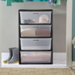 Wide 4 Drawer Tower, Plastic Storage Organizer with Removable Clear Bins, Easy to Assemble - No Tools Needed, Black (Shipment from Walmart) - Image 3