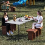 6FT Foldable Table, White Rectangular Portable Table with Carry Handle for Indoor Outdoor Picnic Party Camping(Shipment from Walmart) - Image 6