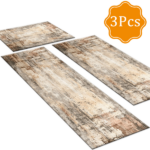 Three-piece kitchen rug set, non-slip and washable, abstract pattern kitchen hallway rug, soft and comfortable, suitable for sinks, floors, entrances, hallways and bathrooms. - Image 3