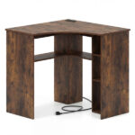 L-Shaped Corner Computer Desk 90° Triangle Home Office Desk with Adjustable Storage Shelves - Image 2