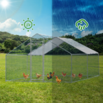 Replace 2952922 13 x 10 ft Large Metal Chicken Coop, Walk-in Poultry Cage Chicken Hen Run House with Waterproof Cover, Rabbits Cats Dogs Farm Pen for Outdoor Backyard Farm Garden - Image 5