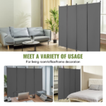 4-Panel Room Divider, Foldable Privacy Shields, Cloth Segregation Screens for Workspace, Sleeping Area, Meal Space, Learning Zone, Self-supporting, Pale Gray - Image 5