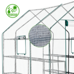 Large Walk-in Greenhouse with PE Cover & Side Windows, 12-Shelf Indoor Outdoor Portable Greenhouse for Garden Backyard, 56 x 85 x 77", White - Image 4