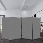 6FT 4-Fold 160g Polyester Cloth Plastic Foot Carbon Steel Frame Foldable Screen Gray - Image 10