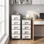 4-Drawer Compact Plastic Storage Cabinet Vertical Organizer for Bedroom Bathroom Office - Image 4