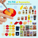 Blue Kids Corner Play Kitchen with Realistic Sounds, Lights & Steam, 95PCS Accessories Pretend Cooking Set for Ages 3+ - Image 10