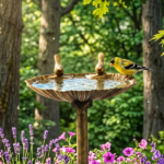50*36*81cm Antique Bronze Resin Bird Bath With Shell Edge & 1.4W Solar Fountain - Image 10