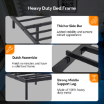 Black Full Size Floating Platform Metal Bed Frame - 14 Inch Height, Built-in LED Strip Light & Power Outlet - Image 2