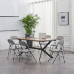 Same Code 31709558 6pcs Elegant Foldable Iron & PVC Chairs for Convention & Exhibition Gray - Image 27