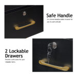 15cm E0 particleboard with hemp surface, two draws and three holes with lock, salon cabinet, black - Image 4