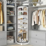 7-tier, 360° rotating wood-plastic composite shoe rack, 60*60*184cm, white - Image 11