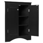 Black Triangle Bathroom Storage Cabinet with Adjustable Shelves, Freestanding Floor Cabinet for Home Kitchen - Image 3