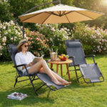 Portable Dual Purposes Extendable Folding Reclining Chair Grey - Image 9
