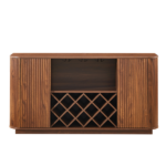 58" Modern Wavy Curve Sideboard-Multifunctional storage cabinet with wine rack and glassware holder, adjustable shelves for wine storage and coffee bar, suitable for kitchens and dining rooms.Walnut - Image 10