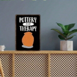 CIFbuy Vintage "Pottery Is My Therapy" Metal Sign 8x12 Inch, Rustic Iron Wall Decor Ceramic Pottery Illustration, 2D Flat Tin Plaque Fo TikTok, TikTok, ecor Ceramic Pottery Illustration Self-pickup Logiopics - Image 2