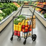 Heavy Duty Folding Grocery Cart, Jumbo Utility Cart with Double Baskets & 360° Wheels for Shopping & Laundry - Image 5